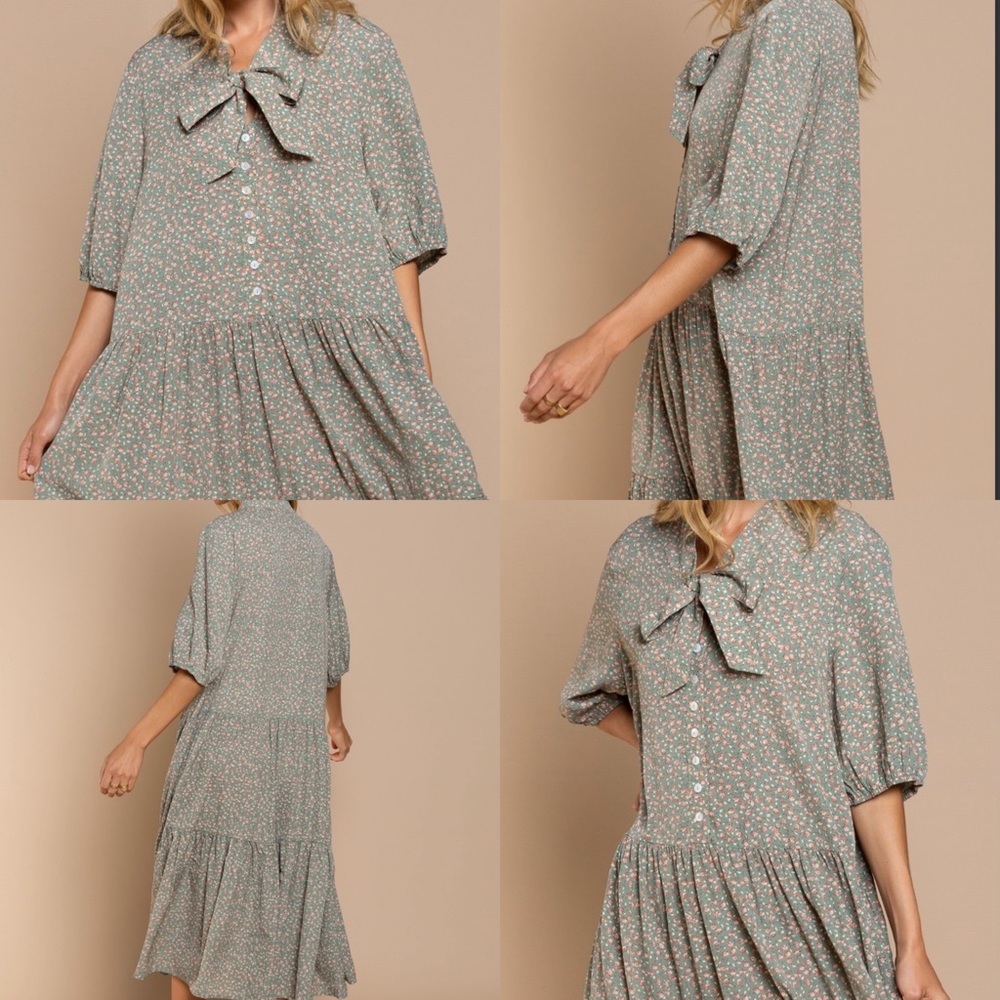 POL’s Ditsy Flower MIDI Dress in Olive Flower - Picture 5 of 5